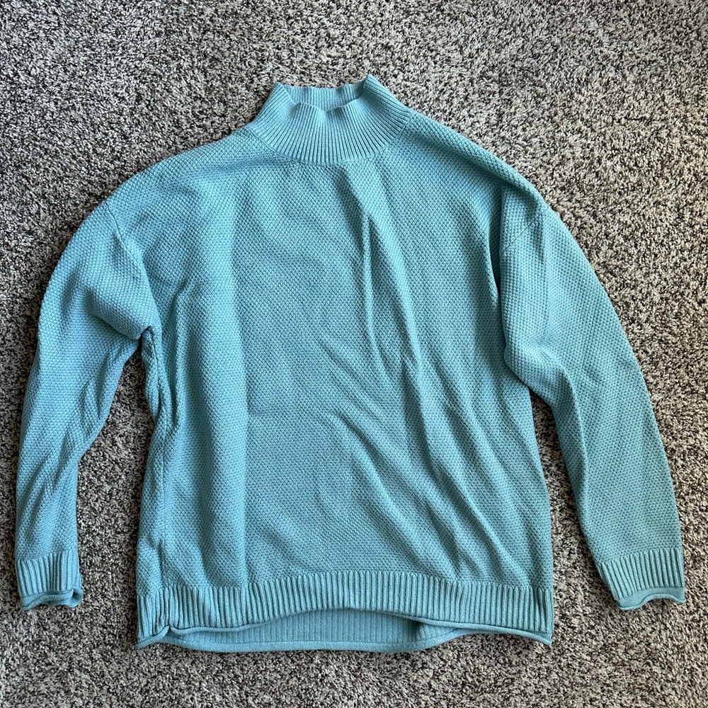 Merokeety Cozy Blue Turtleneck Sweater